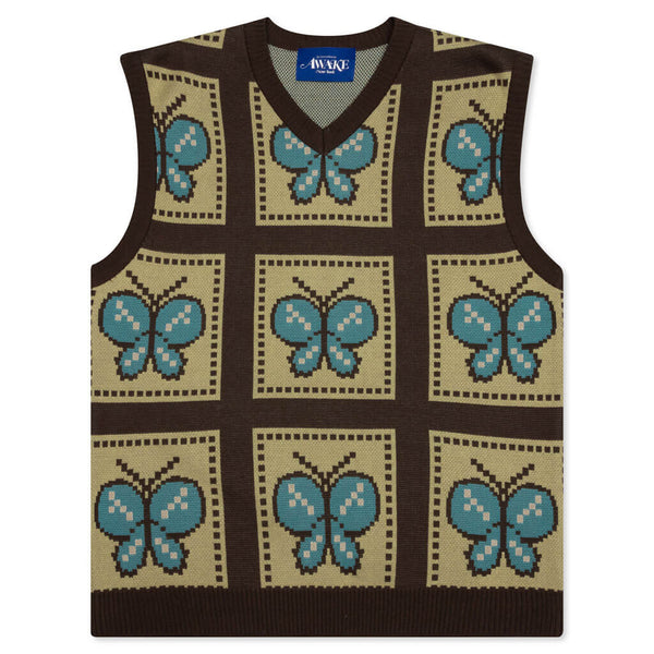 Awake Butterfly Sweater Vest - Brown/Yellow